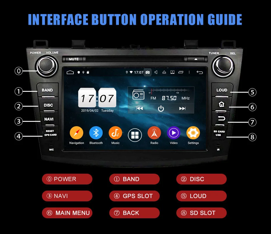 Sale KANOR Octa Core Android 9.0 4+32g 2din Car Radio For Mazda 3 2010-2012 With Multimedia GPS Navigator WIFI Radio Cassette Recorde 17