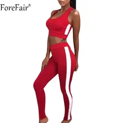 ForeFair эластичный вязаный комплект из двух предметов для женщин; Большие размеры Длинные брюки комбинезоны черный, красный костюм с