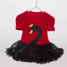 1 шт. Мода Черный лебедь рюшами Кружево отделкой красного цвета для Обувь для девочек ползунки платье пачка для От 0 до 12 месяцев