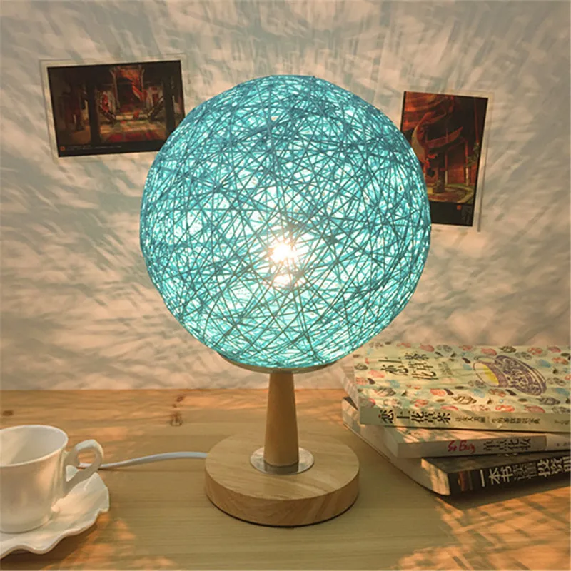 

Bedroom bedside lamp remote colorful Nightlight creative fashion garden lamp lamp twine cane