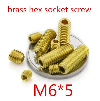 50pcs/lot High Quality DIN916 m6 Brass Hex Socket Set Screw with cup point M6*5 | Обустройство дома
