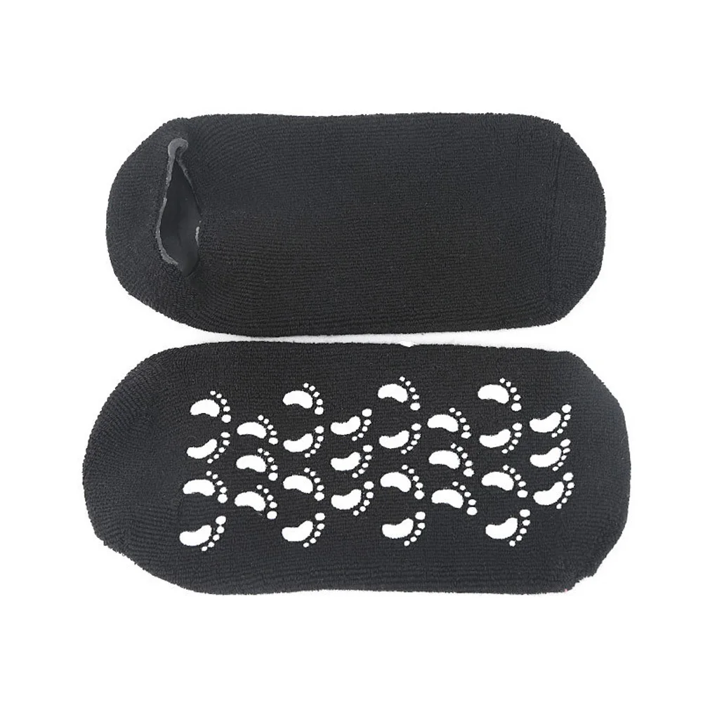 Черный droppshiping 1 Pair Exfoliating Foot Mask Sock SPA Gel Moisturizing Feet Care SPA Gel Socks MFJ99 - Цвет: Черный