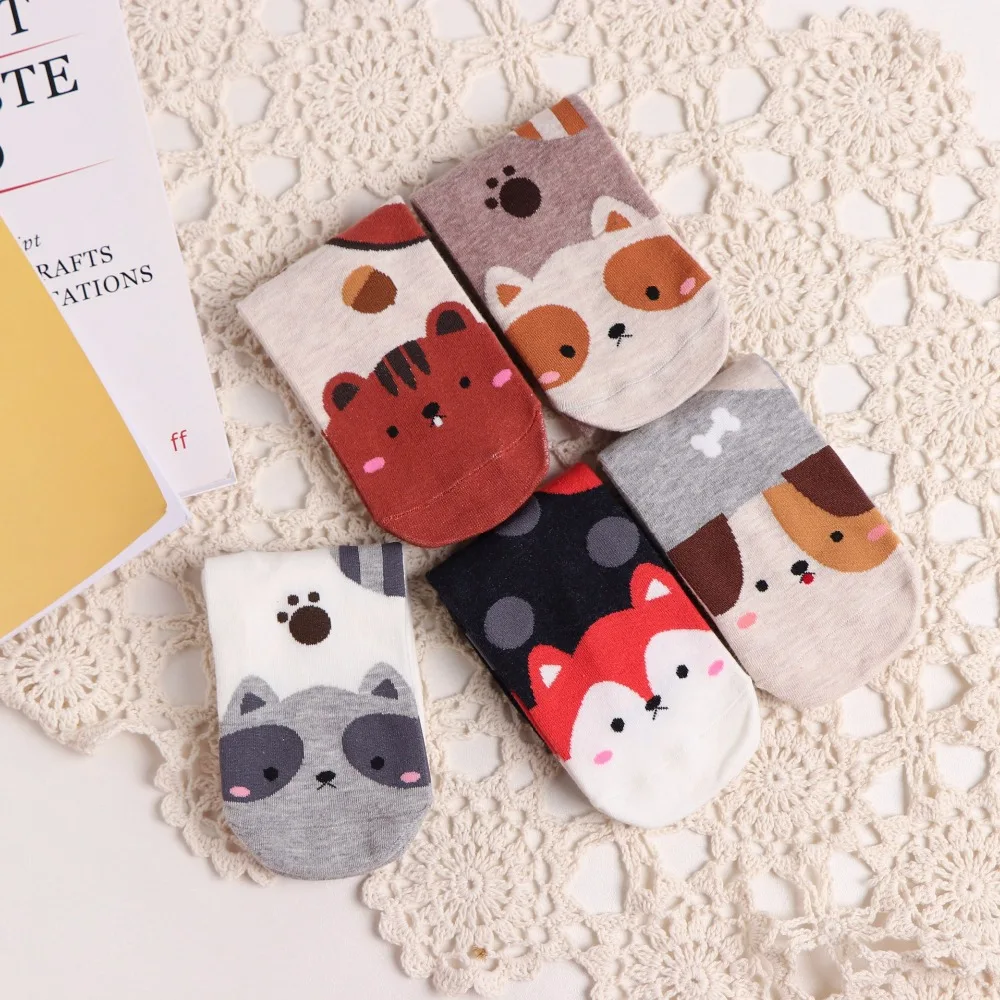 1 Pair Japanese and Korean Style Cute Animal Cotton Socks for Women