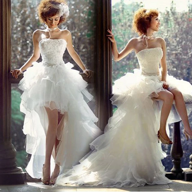 2016 summer high low wedding dress short front long back wedding