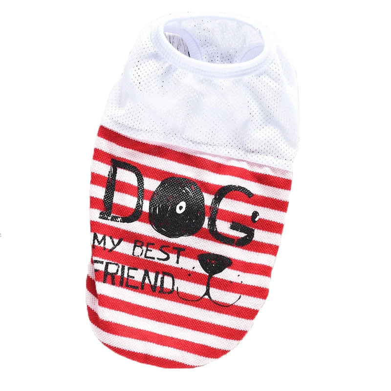 

Mesh Stripe French Bulldog Clothes Summer Small Medium Pet Dogs Vest Costumes For Puppies Animal Red Blue XS XL Cat Accessories