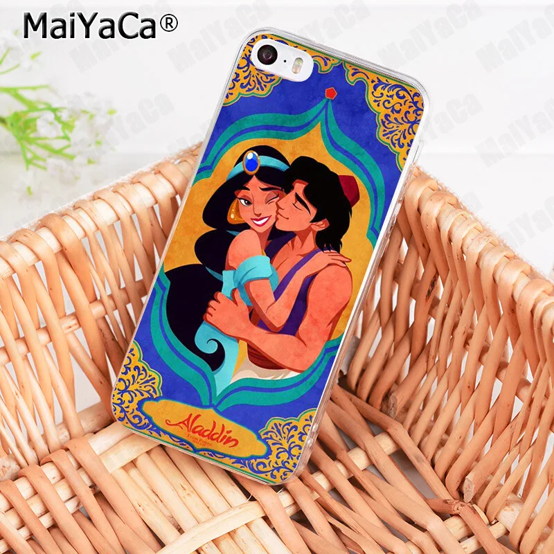 MaiYaCa Capa Aladdin and Princess Jasmine design Transparent Cover Case for Apple iPhone 8 7 6 6S Plus X 5 5S SE XS XR XSMAX