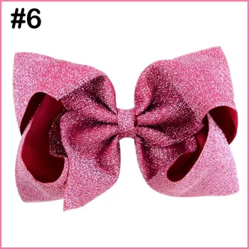 

free shipping 30pcs 8" glitter big hair Bow With Hair Clip shiny big hair bows For Girls Kids Handmade Metalic Ribbon Knot