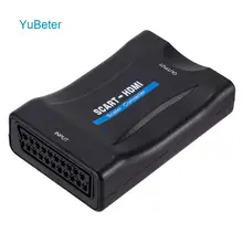 Yubeter 1080p hdmi para scart/scart para hdmi conversor cabo áudio vídeo av sinal adaptador receptor para vhs crt monitor vcr tv dvd(China)