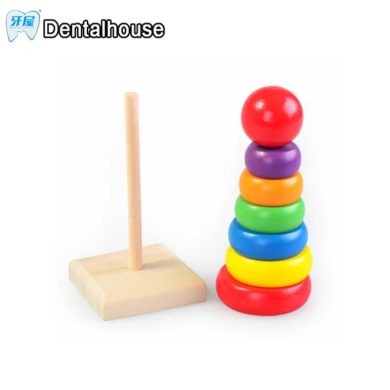 Montessori Baby Toys Wooden Educational Stacking Ring Tower Toys For
