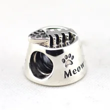 Подходит для Pandora шармы браслеты миска для кошки бусины с прозрачным CZ стерлингового серебра 925 ювелирные изделия