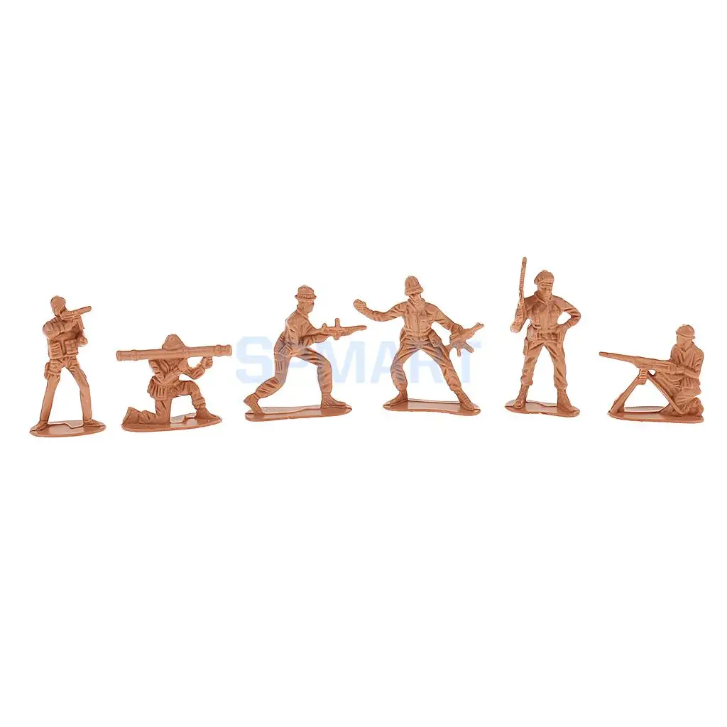 100pcs Plastic Army Playset 5cm WWII Soldier Army Men Action Figures Collectibles Gift - Sand Color