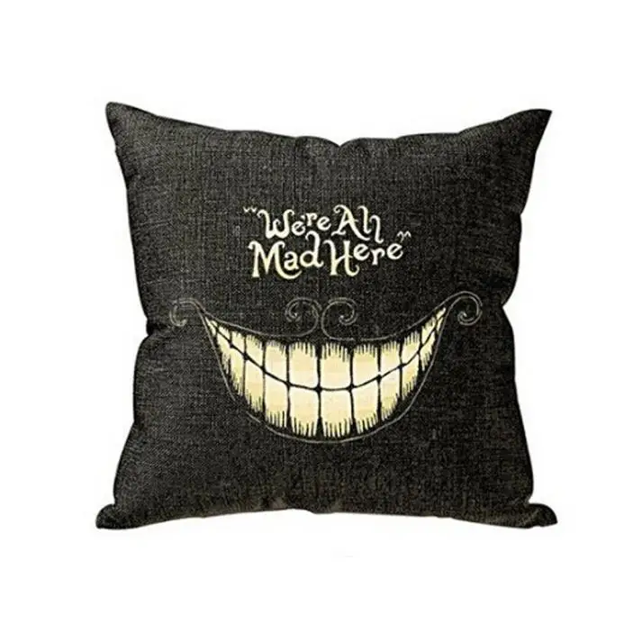 

Gajjar Pillowcase Halloween Smile Cushion Pillow Cover "We'Re All Mad Here" Pillow Case Decorative Cushion Cover 17.oct.21