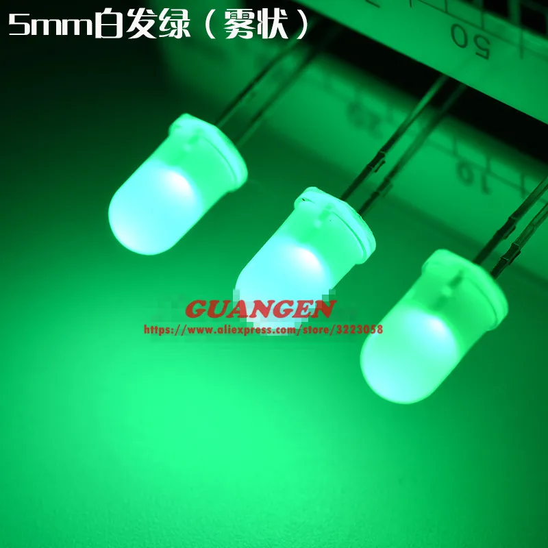 

1000pcs 5mm Green LED Diode Light Round Top Diffused Light Emitting Diode 20mA DC 3V LED 5 mm Lamp Through Hole Wide Angle