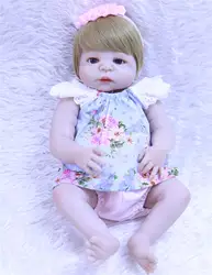 DollMai 23 "bebes reborn полный Силиконовый реборн Детские куклы девочка Тело Поддельные Детские настоящие куклы Синий/коричневые глаза Детские