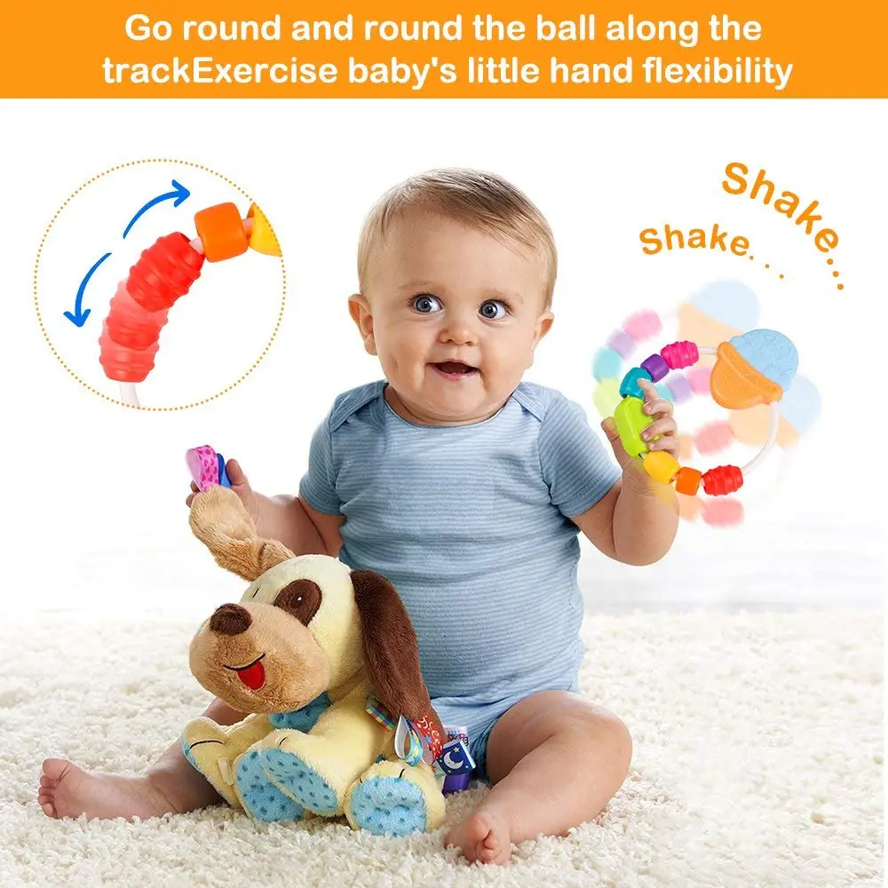 1PC Baby teether toys baby rattle colorful rainbow rings crib bed stroller hanging decoration educational toys for kids