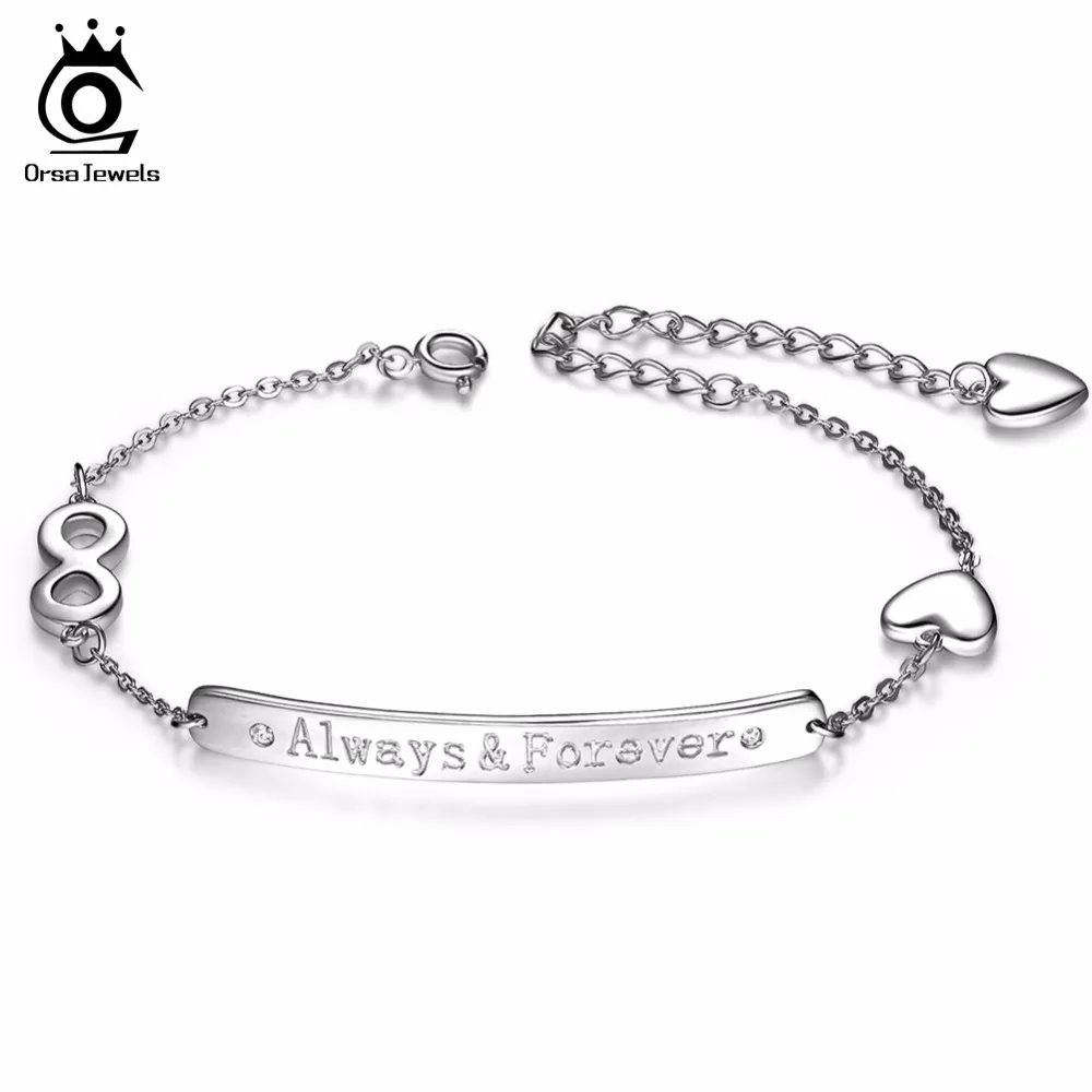 

ORSA JEWELS Newest Design Rose Gold Color & Silver Color & Gold-Color Bracelet with Micro Paved CZ For Love Women OB46