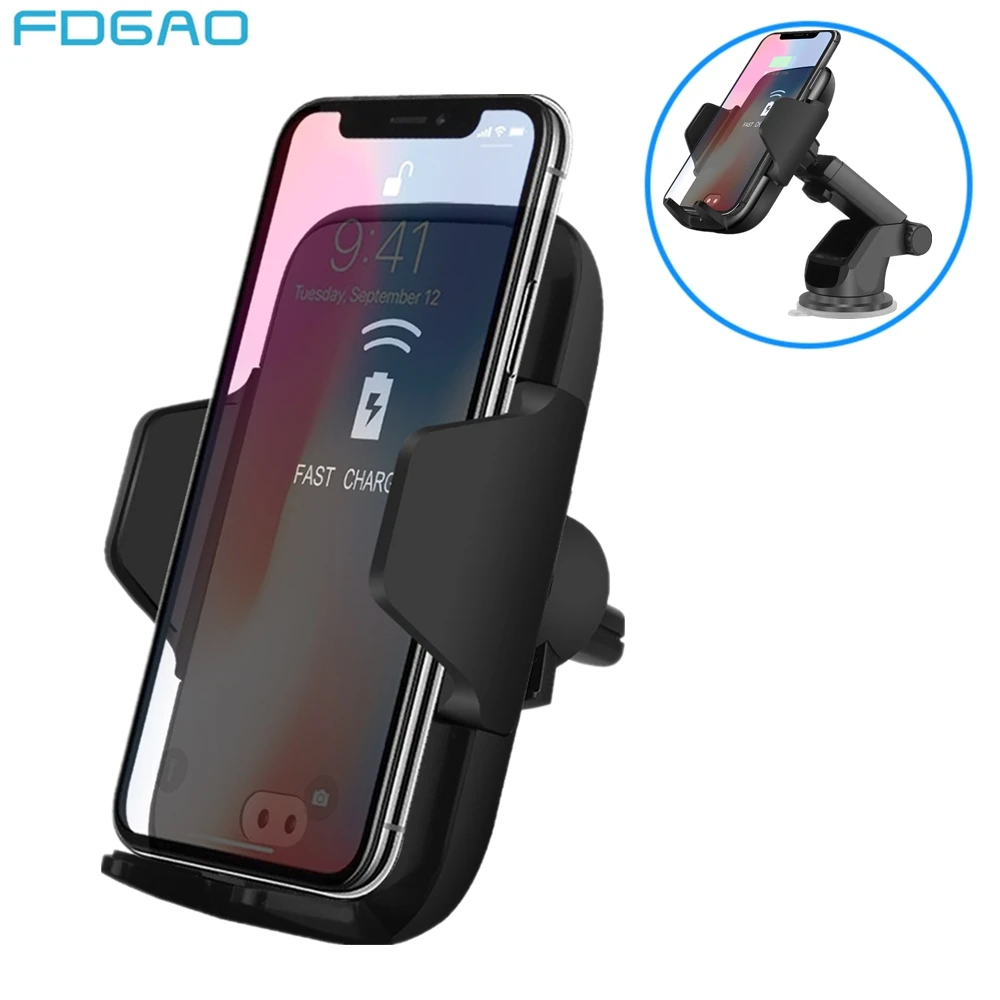 

FDGAO Qi Wireless Car Charger For iPhone XS XR X 8 10W Quick Fast Wireless Charging Holder Stand for Samsung S10 S9 S8 Note 9 8