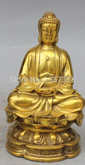 

shitou 00699 10" Chinese Tibet Tibetan Buddhism Bronze Shakyamuni Sakyamuni Buddha Statue