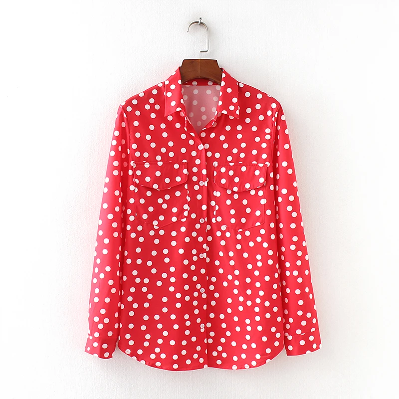 red polka dot shirt womens