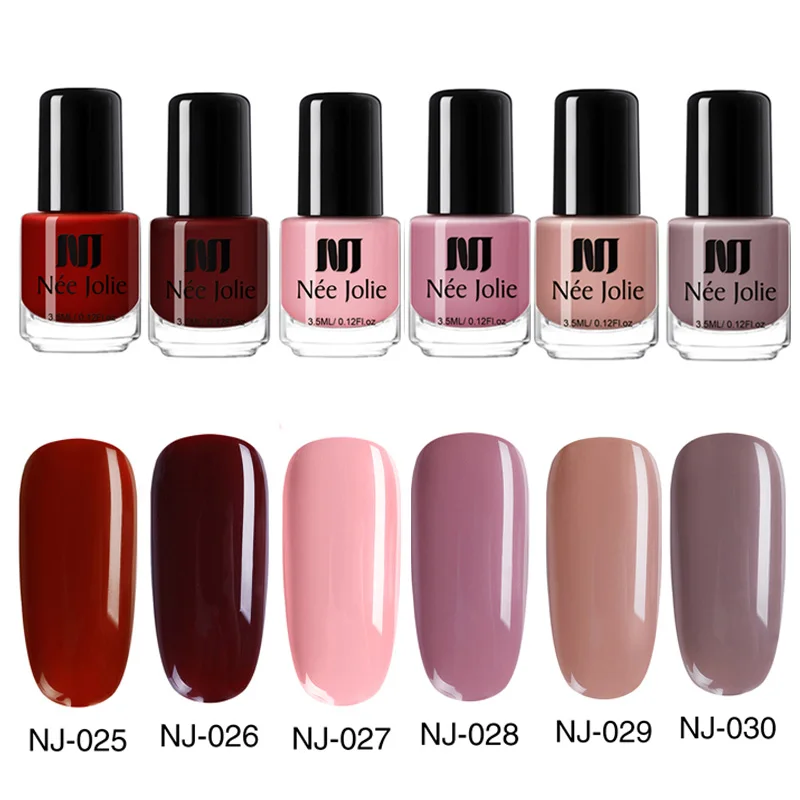 Set 5 NEE JOLIE 6 бутылочек лак для ногтей Быстросохнущий 36 чистых цветов Кофейный Серый Красный лак для дизайна Ногтей Стойкий - Цвет: Set 5