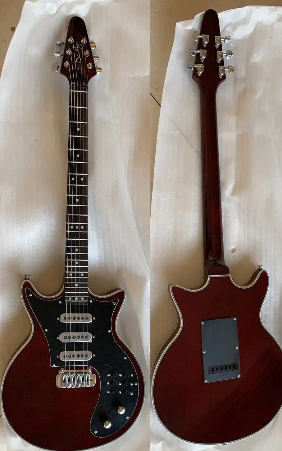 Китайская Гитара s BM01 Brian May винно-красная электрогитара 24 лада черная накладка 3 звукоснимателя тремоло мост