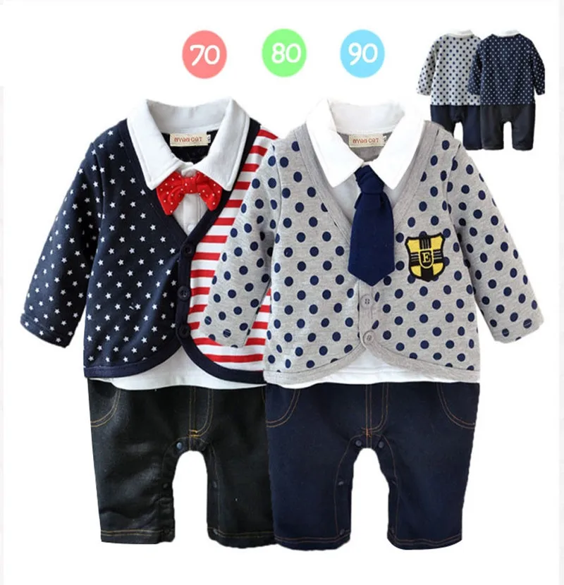 

New 2019 Baby Boys Romper Children Clothes Kid Clothing Long Sleeves Clothes Baby Boys Gentleman Clothes Romper 6pieces/lot