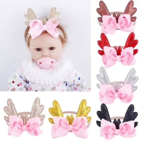 

Cute Baby Headband Toddler Kids Girls Bowknot Hairband Christmas Deer Headwear
