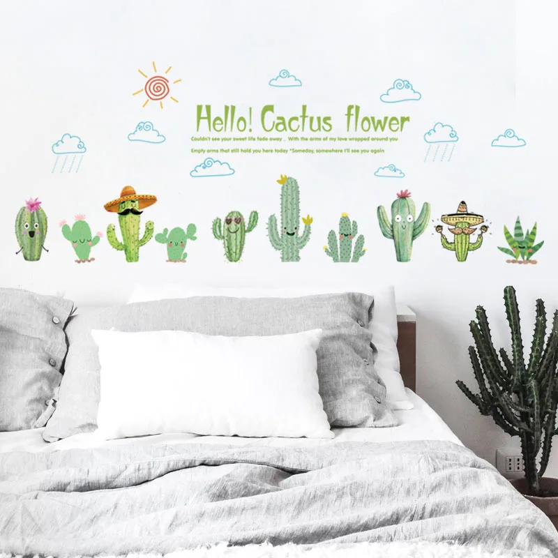 Cartoon Cactus Green Flower Baseboard Wall Sticker Living Room Kids Room Home Decor Furniture Sticker Art Decals Home Decoration Cartoon Cactus Green Flower Baseboard Wall Sticker Living Room Kids Room Home Decor Furniture Sticker Art Decals Home Decoration