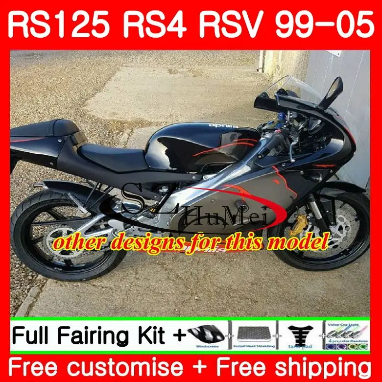 Корпус для Aprilia RS 125 1999 2000 2001 2002 2003 2005 84SH10 RS4 RS-125 серебро черный RSV125 RS125 99 00 01 02 03 04 05 обтекатели