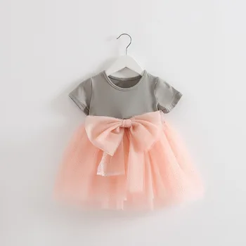 

retail! 2016 summer dress newborn baby girl dress cotton lace princess dress big bow dress girls 1-2 years old free shipping