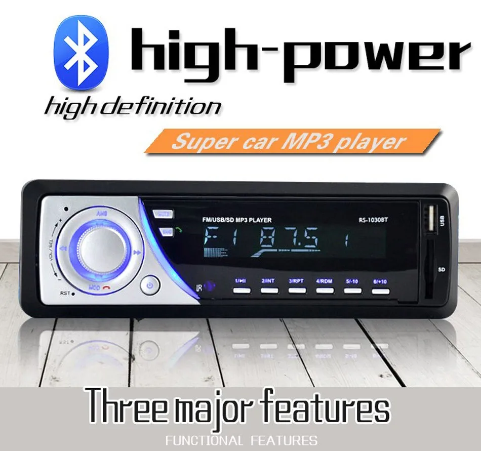1 Din Car Audio Auto Radio Stereo Music OLED Screen Bluetooth MP3 Player AUX FM Handfree Radios With 5V USB Phone Charger Port -01