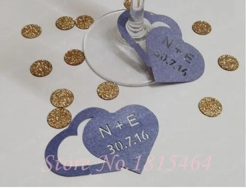 Custom names wedding date wine glass ring charms tags number table cards markers bridal shower Bachelorette Party decorations_