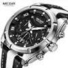 MEGIR Fashion Men's Chronograph Quartz Watches Leather Strap Luminous Hands 24-hour Sports Analogue Wristwatch for Man 2076White ► Photo 3/6