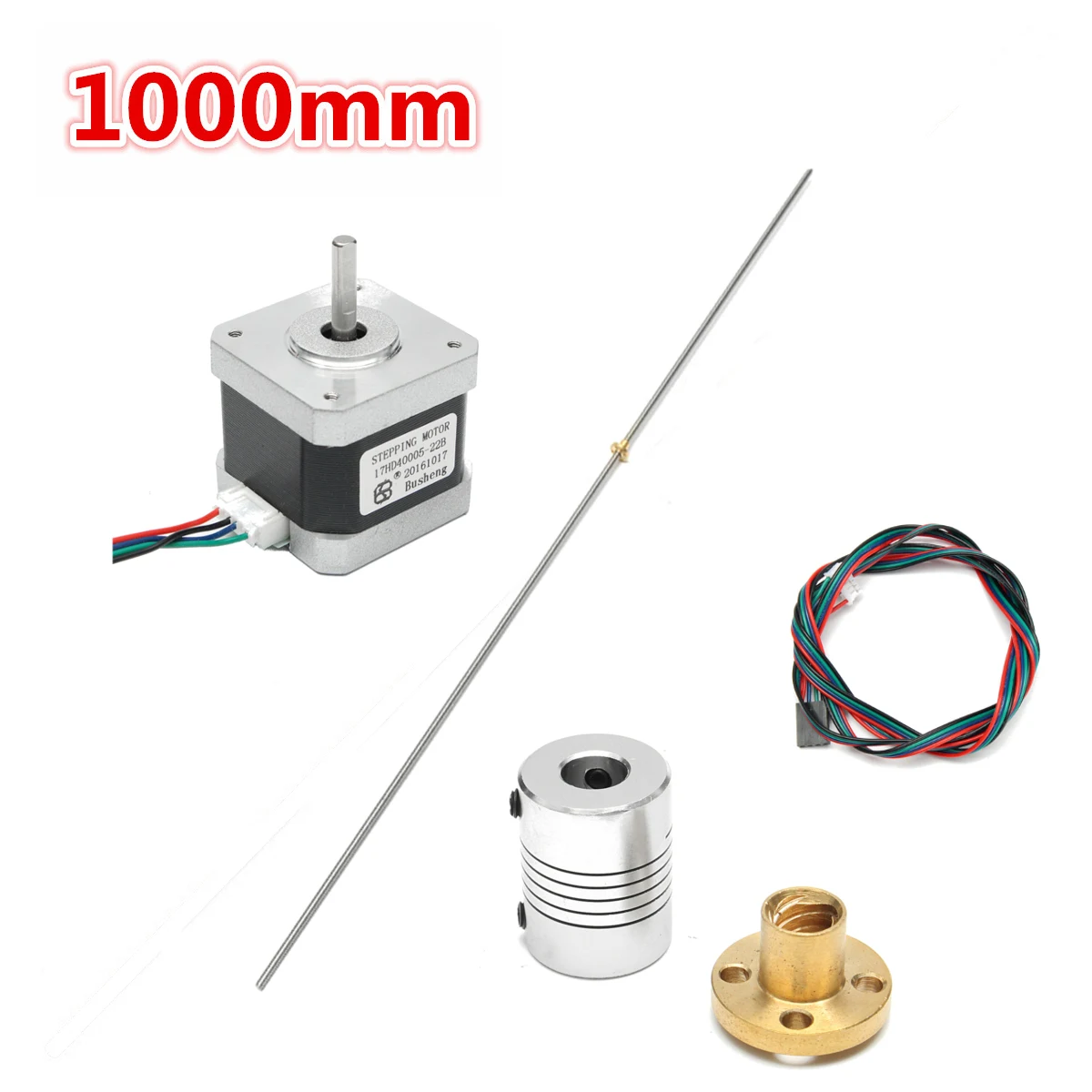 

T8 1000mm Stainless Steel Lead Screw with Screw Nut KFL08 Mounted ball bearing Shaft coupling Motor Set 3D printer Accessories