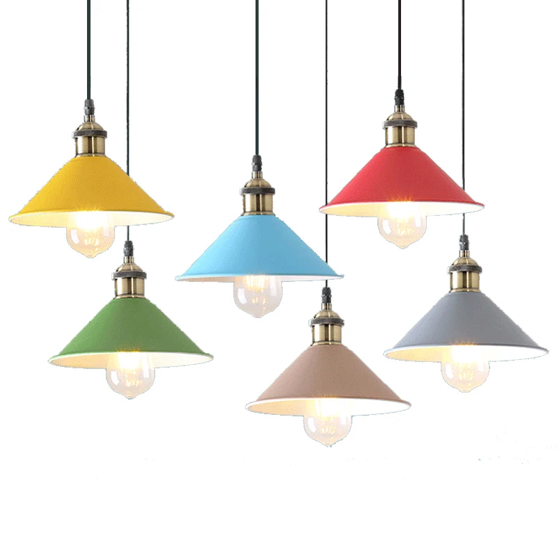 

Six Color Pendant Lights Dining Room Pendant Lamps Modern Colorful Restaurant Coffee Bedroom Lighting Copper E27 Lamp Holder