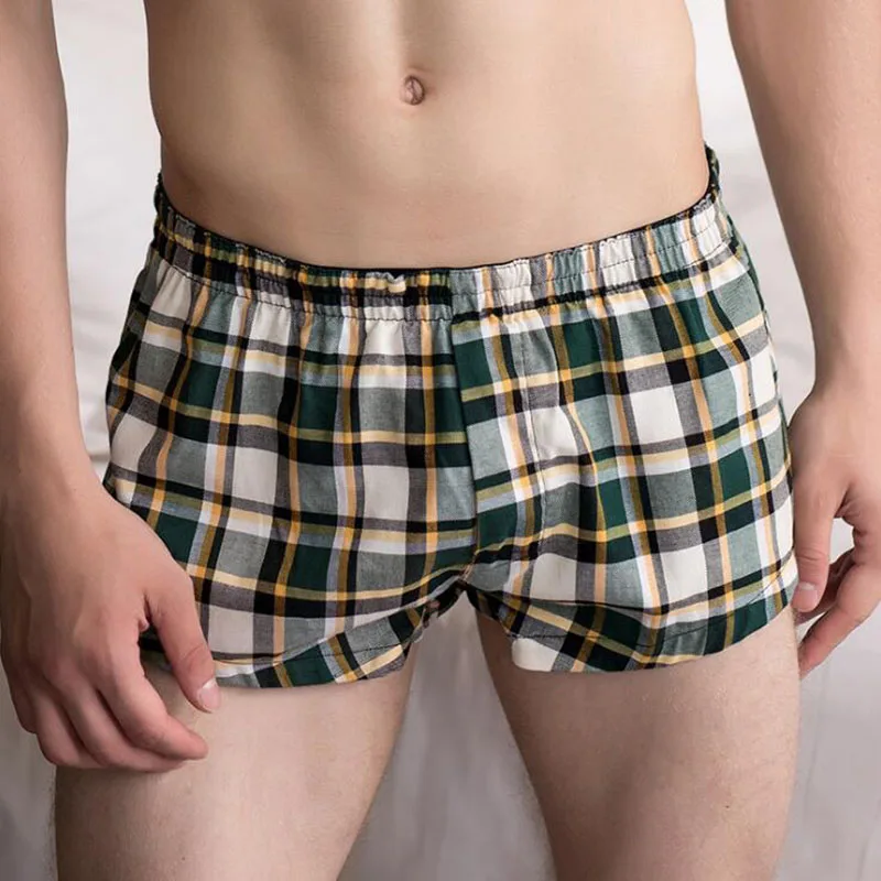 Х/б мужские шорты удобные мужские пижамы Боксеры Шорты повседневные домашние для сна, низ клетчатые Модные мужские летние