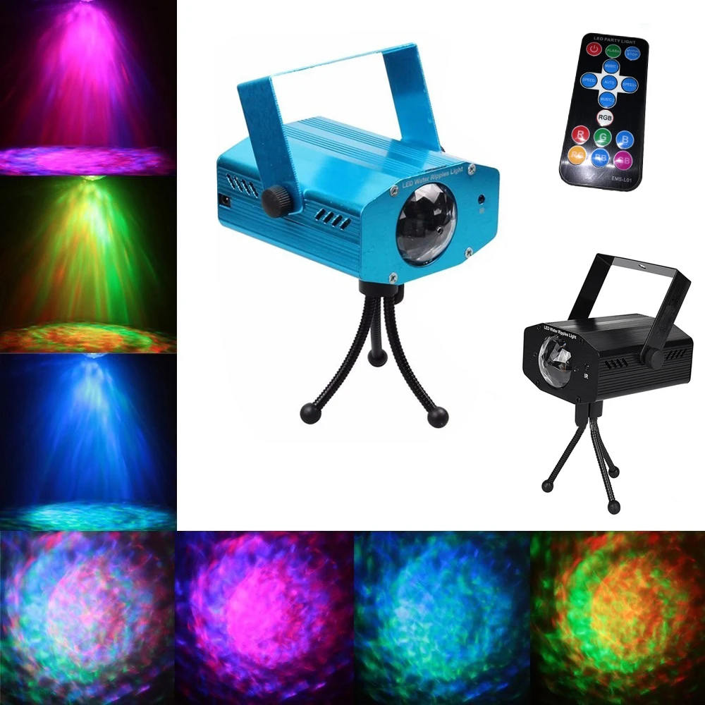 مصغرة سبائك الألومنيوم عن بعد RGB LED المياه موجة تموج ديسكو المرحلة حزب ضوء نمط الإضاءة تظهر جهاز عرض ليزر مصباح مصغرة سبائك الألومنيوم عن بعد RGB LED المياه موجة تموج ديسكو المرحلة حزب ضوء نمط الإضاءة تظهر جهاز عرض ليزر مصباح