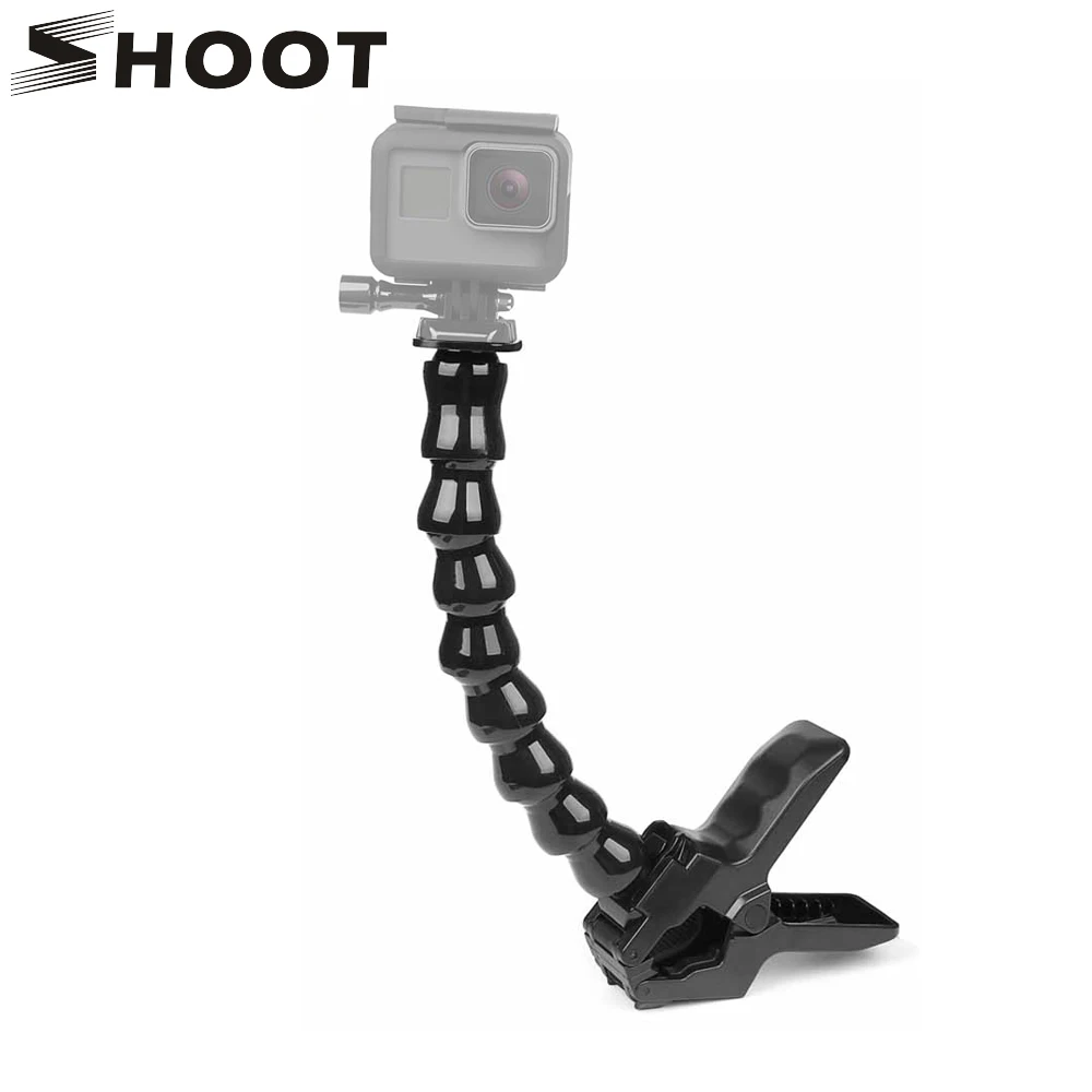 SHOOT 24cm Gooseneck Adjustment Jaws Flexible Clamp Mount for GoPro Hero 7 6 5 4 Session SJCAM SJ Xiaomi Yi 4K 4K+ Camera Tripod