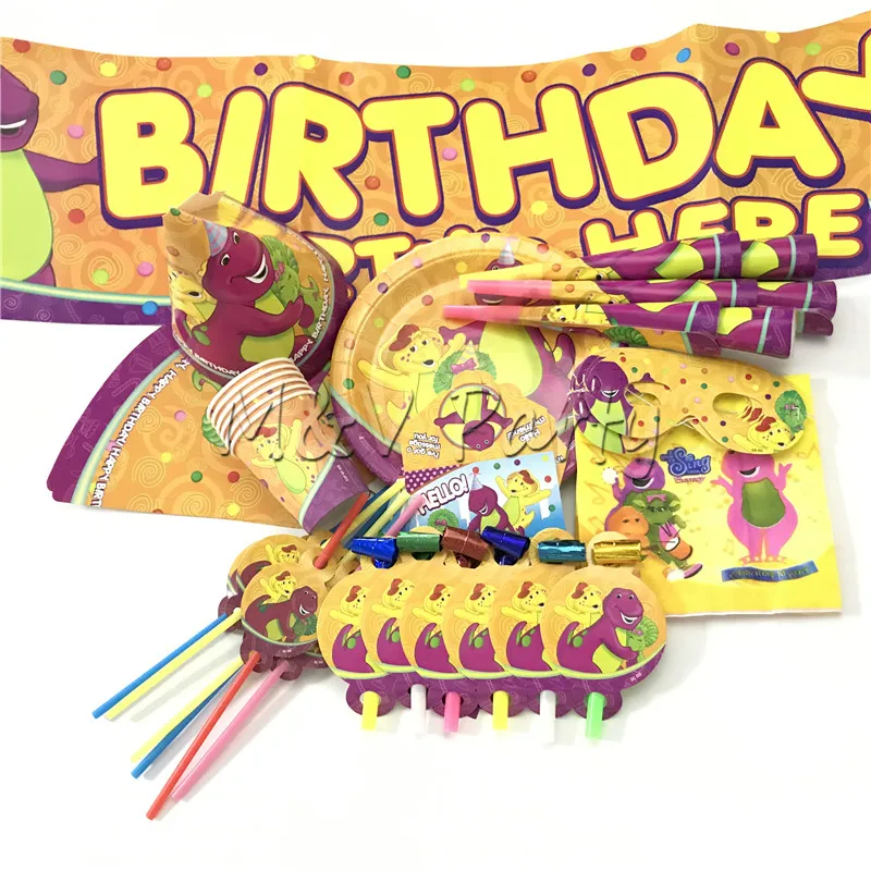 Cartoon Dinosaur Barney Theme Party Paper Plastic Disposable