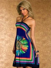 Summer font b Dress b font Women 2016 Casual Strapless Floral Beach font b Dress b