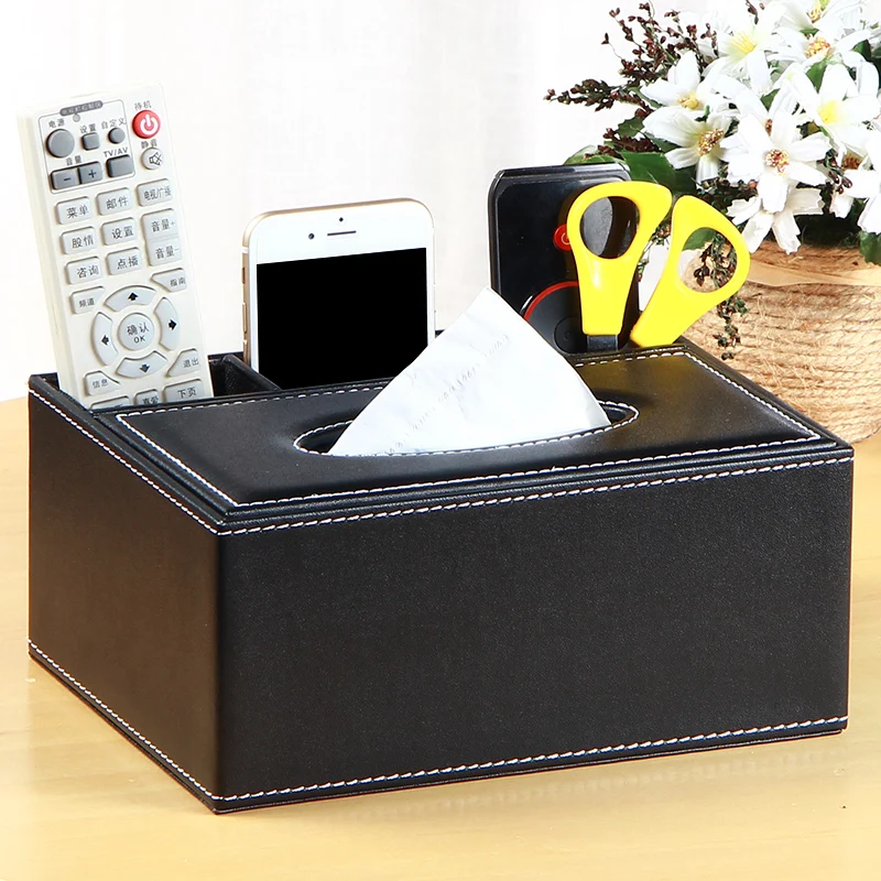 Leather Tissue Box Square 3 Slot Multifuntion Desktop Storage Leather Tissue Box Square 3 Slot Multifuntion Desktop Storage Organizer Coffee Table Living Room Remote Control Holder In Bo Bins From Home