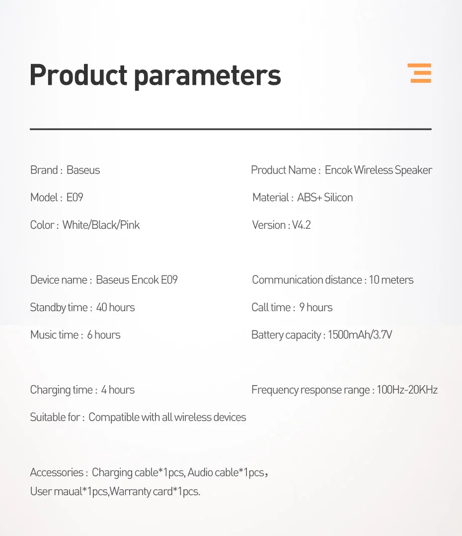 Baseus E09 портативный bluetooth-динамик с будильником беспроводной динамик музыка объемный Громкий динамик для телефона ПК компьютера