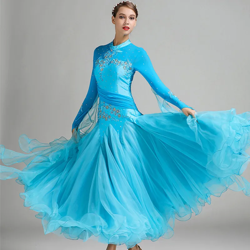 White Hight Coller Ganze Stitching Standard Ballroom Dresses Women Waltz Dress Fringe Foxtrot Dance Clothes Luminous Costumes