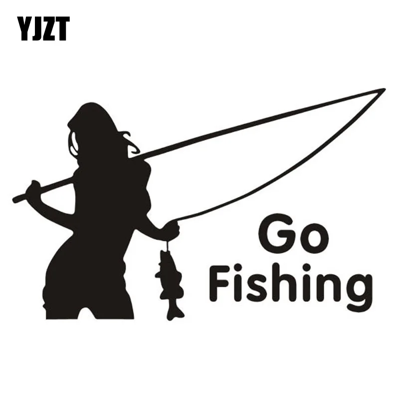 

15*9CM Outdoor Sports Car Stickers GO FISHING Beauty Fishing Decorative Stickers CT-353