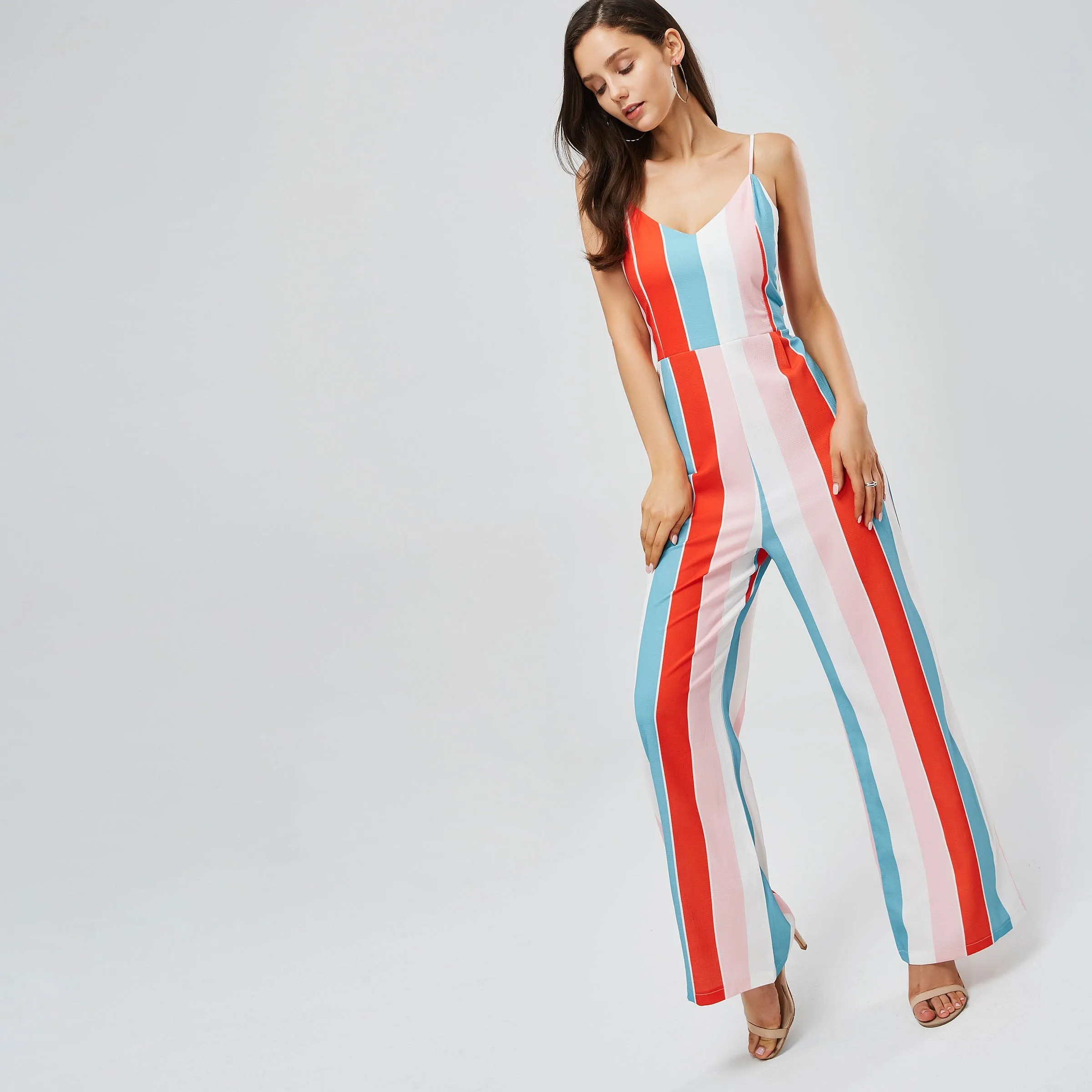 Wide Leg Jumpsuit Women Sexy Backless Lace Up Thin Street Hipster Slim