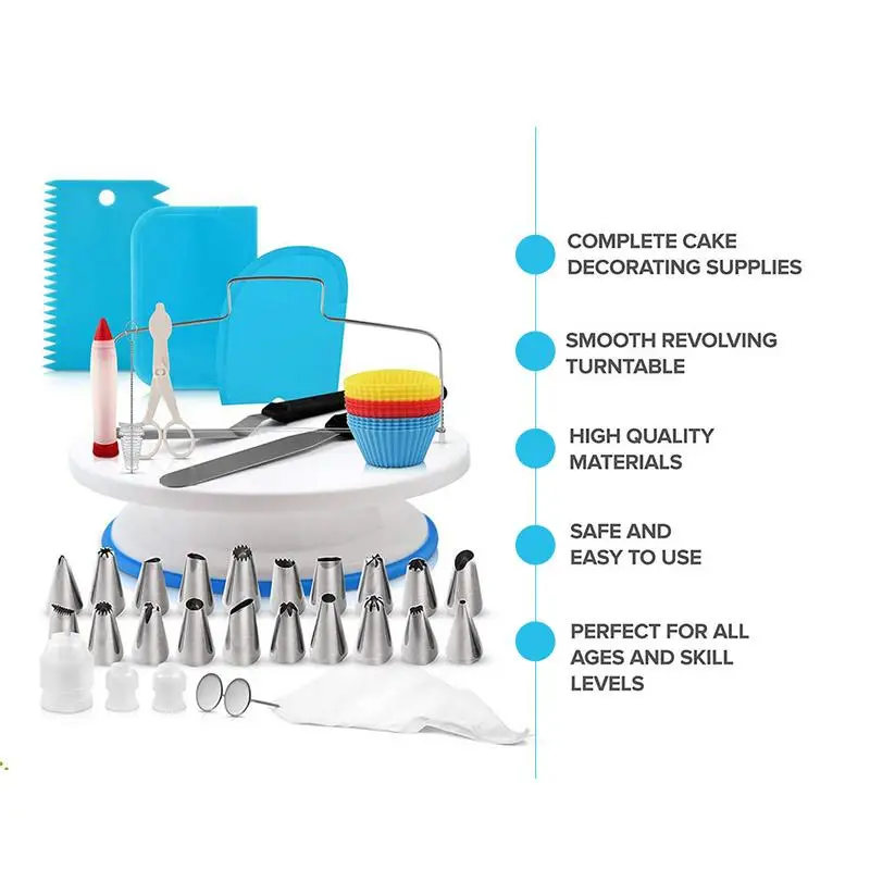 106 шт. украшения для торта, набор для торта, поворотный стол, Кондитерская трубка, инструмент для помадки, принадлежности для выпечки, сделай сам, насадки, насадки, инструменты
