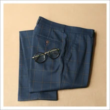 Для мужчин свадебные платья костюм брюки мужские Бизнес брюки Для мужчин западный официальные костюмы брюки синие в клетку брюки 365kz11