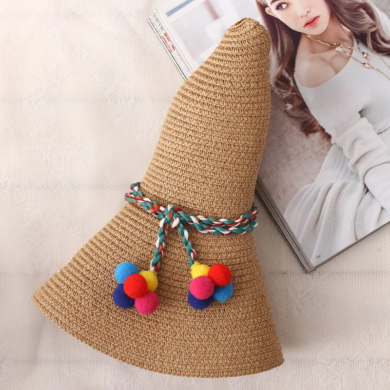 Ymsaid العلامة التجارية 2018 إلكتروني قبعة مطرزة كبيرة حافة السيدات قبعة صيفية من القش الشباب القبعات للنساء الظل الشمس شاطئ قبعات الترفيه