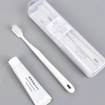 

Japanese Minimalist Adult White Toothbrush With Toothpaste Set Travel Portable Soft Bristles Manual Oral Care Cleaning Tools Kit