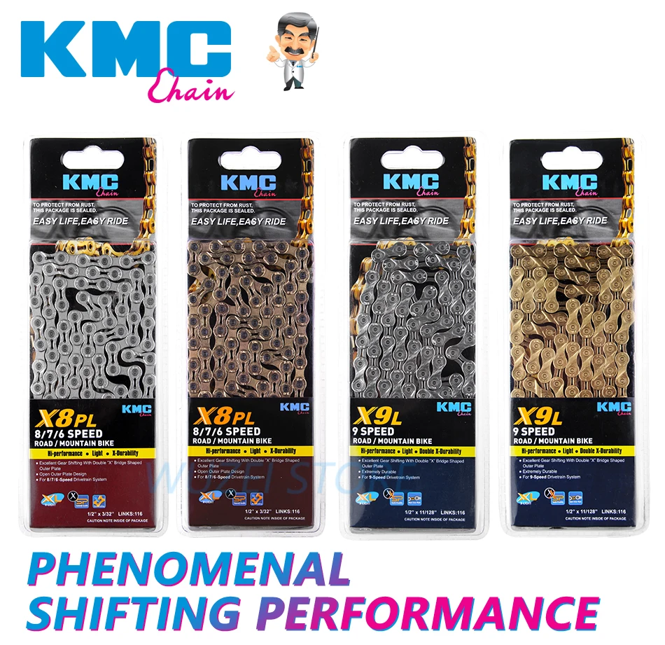 Sale KMC chain 8/9/10/11/12 Speed Chain X8 X9 X10 X11 X12 Z8.3 X8PL Z9 X9L X11EL HV408 MTB Road Bike Bicycle chain 35